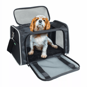 GOOPAWS Soft-Sided Kennel Pet Carrier for Small Dogs, Cats, Puppy, Airline Approved Cat Carriers Dog Carrier Collapsible, Travel Handbag & Car Seat (Color: Black / Grey, Option: Polyester, size: 19" x 12" x 12")