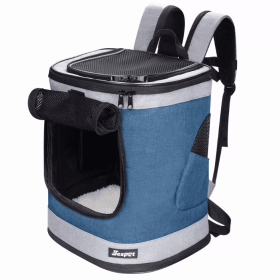 JESPET Pet Backpack Carrier for Small Dog, Puppy, Soft Carrier Backpack Ideal for Traveling, Hiking, Walking and Outdoor Activities with Family (Color: Blue Grey, Option: Polyester, size: 13"x 12"x 17")