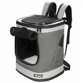JESPET Pet Backpack Carrier for Small Dog, Puppy, Soft Carrier Backpack Ideal for Traveling, Hiking, Walking and Outdoor Activities with Family (Color: Smoke Grey, Option: Polyester, size: 13"x 12"x 17")