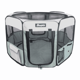 JESPET Pet Dog Playpens 36", 45" & 61" Portable Soft Dog Exercise Pen Kennel with Carry Bag for Puppy Cats Kittens Rabbits, Indoor/Outdoor Use (Color: Shale Green, Option: Polyester, size: 36x36x24 Inch)