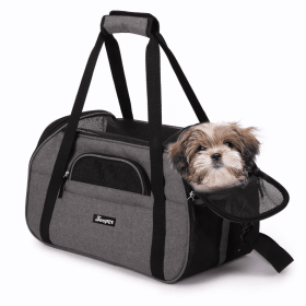 JESPET Soft-Sided Kennel Pet Carrier for Small Dogs, Cats, Puppy, Airline Approved Cat Carriers Dog Carrier Collapsible, Travel Handbag & Car Seat (Color: Smoke Grey, Option: Polyester, size: 19" x 10" x 13")
