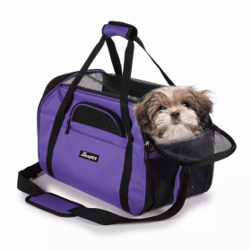 JESPET Soft-Sided Kennel Pet Carrier for Small Dogs, Cats, Puppy, Airline Approved Cat Carriers Dog Carrier Collapsible, Travel Handbag & Car Seat (Color: Purple, Option: Polyester, size: 19" x 10" x 13")
