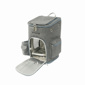 Mr. Peanut's Vancouver Series Backpack Pet Carrier for Smaller Cats and Dogs (Color: Platinum Gray, size: 17 in L X 11 in W X 11 in H)