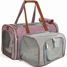 Mr. Peanut's Gold Series Mini Size Expandable Pet Carrier (Color: Purple, size: 16 in L x 10 in W x 10 in H)
