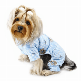 Adorable Teddy Bear Love Flannel PJ (Color: light blue, Option: Cotton, size: XL)
