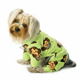 Silly Monkey Fleece Turtleneck Pajamas (Color: Lime, Option: Polyester, size: small)