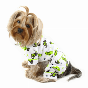 Playful Dinosaur Flannel Pajamas (Color: White, Option: Cotton, size: XS)