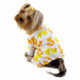 Knit Cotton Pajamas with Yellow Ducky (Color: White, Option: Cotton, size: XS)