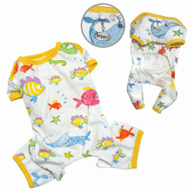 Knit Cotton Pajamas with Ocean Pals (Color: White, Option: Cotton, size: small)