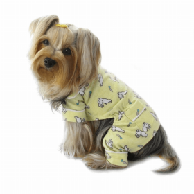 Hopping Bunny Flannel Pajamas (Color: Yellow, Option: Cotton, size: XS)