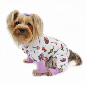 Ultra Soft Plush Minky Sweet Candies Pajamas (Color: White, Option: Polyester, size: XS)