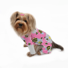 Ultra Soft Plush Minky Bumblebee & Flower Pajamas (Color: pink, Option: Polyester, size: XS)