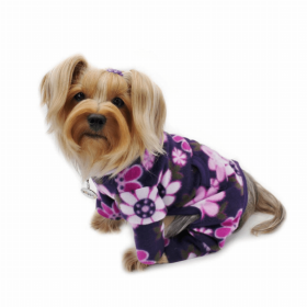 Midnight Garden Fleece Turtleneck Pajamas (Color: Violet, Option: Polyester, size: XS)