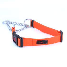 Play Martingale Collar (Color: Orange, Option: PVC - Nylon Core - Plastic Buckle, size: 16"-22" x 1")