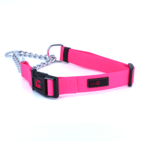 Play Martingale Collar (Color: pink, Option: PVC - Nylon Core - Plastic Buckle, size: 12"-16" x 3/4")