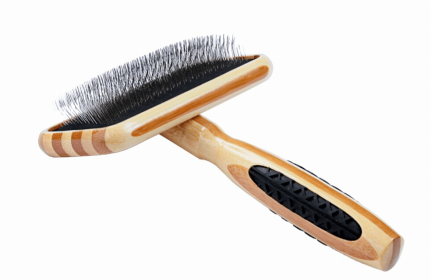Bass Brushes- De-matting Pet Brush Slicker Style (Color: Striped Bamboo1, Option: Alloy, Bamboo, size: medium)