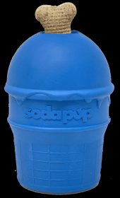 SP Ice Cream Cone Durable Rubber Chew Toy and Treat Dispenser (Color: Blue, size: large)