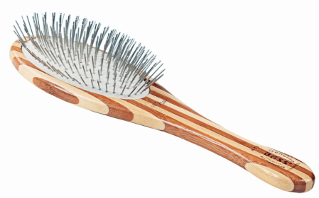 Bass Brushes- Style & Detangle Pet Brush (Color: Striped Bamboo, Option: Alloy, Bamboo, size: large)