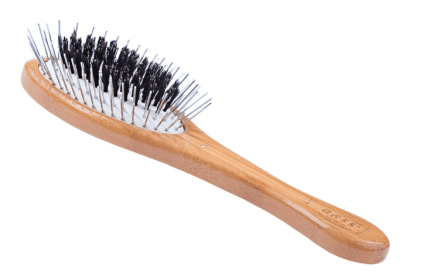 Bass Brushes- The Hybrid Groomer (Color: Dark Bamboo, Option: Alloy, Wild Boar Bristle, Bamboo, size: small)
