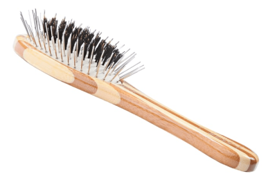 Bass Brushes- The Hybrid Groomer (Color: Striped Bamboo, Option: Alloy, Wild Boar Bristle, Bamboo, size: small)