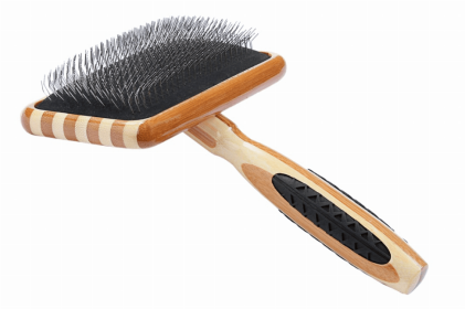 Bass Brushes- De-matting Pet Brush Slicker Style (Color: Striped Bamboo, Option: Alloy, Bamboo, size: large)