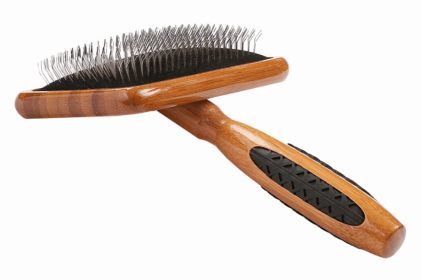 Bass Brushes- De-matting Pet Brush Slicker Style (Color: Dark Bamboo, Option: Alloy, Bamboo, size: large)
