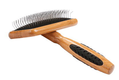 Bass Brushes- De-matting Pet Brush Slicker Style (Color: Dark Bamboo, Option: Alloy, Bamboo, size: medium)