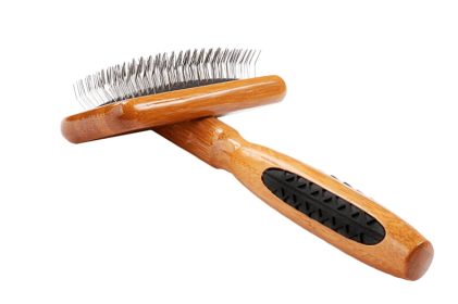 Bass Brushes- De-matting Pet Brush Slicker Style (Color: Dark Bamboo, Option: Alloy, Bamboo, size: small)