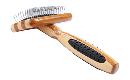 Bass Brushes- De-matting Pet Brush Slicker Style (Color: Striped Bamboo, Option: Alloy, Bamboo, size: small)