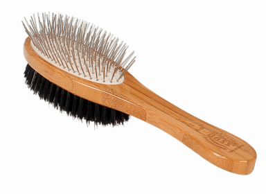 Bass Brushes- Dual Sided Pet Brush Oval Style (Color: Dark Bamboo, Option: Alloy, Wild Boar Bristle, Bamboo, size: Full)