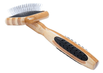 Bass Brushes- De-matting Pet Brush Slicker Style (Color: Striped Bamboo, Option: Alloy, Bamboo, size: Extra Small)