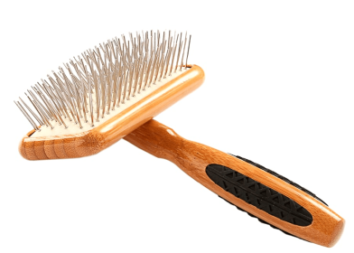 Bass Brushes- Shine & Condition Pet Brush (Color: Striped Bamboo, Option: Wild Boar Bristle, Bamboo, size: medium)