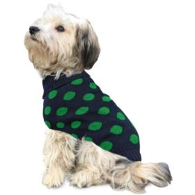 Fashion Pet Contrast Dot Dog Sweater Green - Small (size: L)
