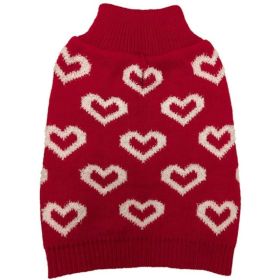 Fashion Pet All Over Hearts Dog Sweater Red (size: M)