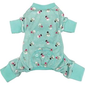 Fashion Pet Blue Snowmen Dog Pajamas - Small (size: small)