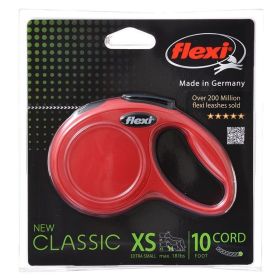 Flexi New Classic Retractable Cord Leash - Blue - X-Small - 10' Lead (Pets up to 18 lbs) (Color: Red)