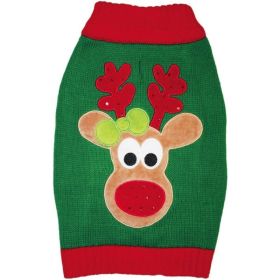 Fashion Pet Green Reindeer Dog Sweater - X-Small (size: large)